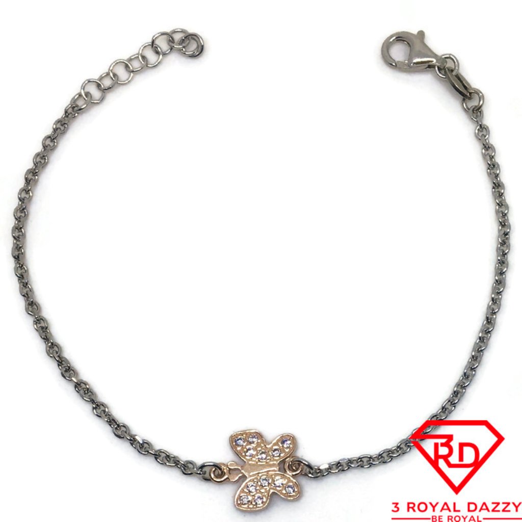 Butterfly Cubic Zirconia Bracelet 8 Inch Chain 61$